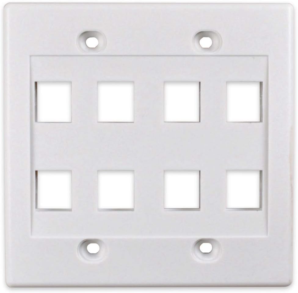 Conwork 8-Port Keystone Wall Plate 2-gang Compatible with Standard Keystone Jack and Modular Inserts 1-Pack