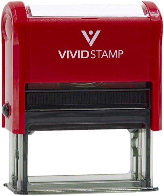 Basic Completed Self Inking Rubber Stamp (Red Ink) Medium