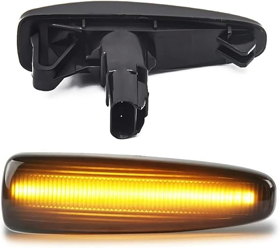 Amber Sequential Blinker LED Front Fender Smoke Side Marker Turn Signal Lights Compatible With Mitsubishi Outlander Sport Lancer Evo X Mirage Montero Pajero ASX