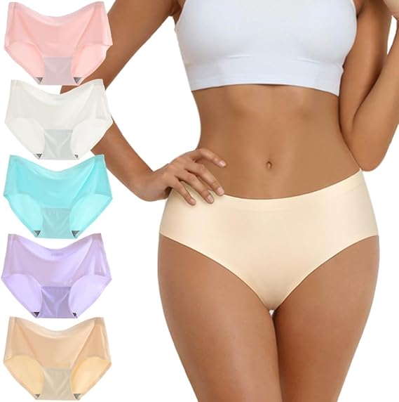Women Seamless Cheeky Underwear Hipsters Soft Stretch Ladies Panties Full Coverage Briefs Silk Breathable Underpants