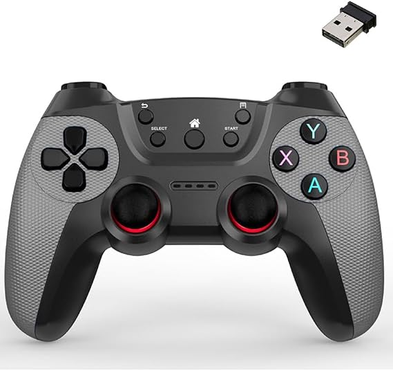 Coverzone 2.4G Kablosuz Gamepad PC Uyumlu Pilli Joystick Wireless Oyun Kolu Kişiselleştirilmiş Düğme, Hassas Trigger Kaymaz Tasarım G2.4G (Gri)