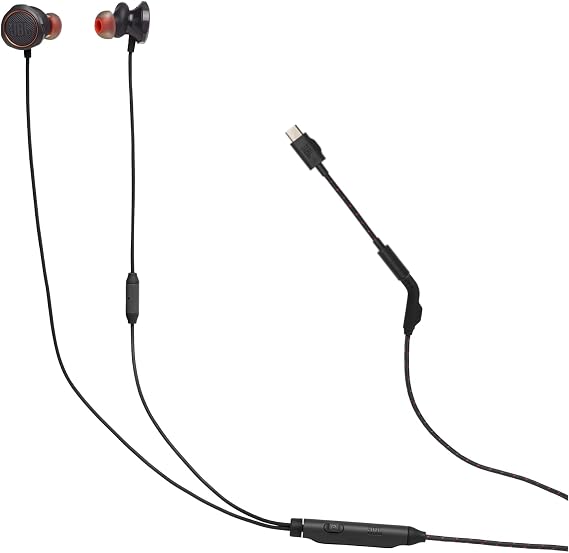 JBL Quantum 50C Wired In-Ear USB-C Gaming Headset with JBL QuantumSURROUND Sound Multi-Platform Compatibility Voice Focused Microphone Volume Slider and Mute Switch Black