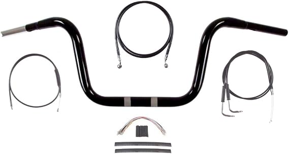 Hill Country Customs 1 1/4" Gloss Black 10" Ape Hanger Handlebar Kit 2007-2010 Harley Softail Fatboy- BC-HC-11410GBT-ST10-BC