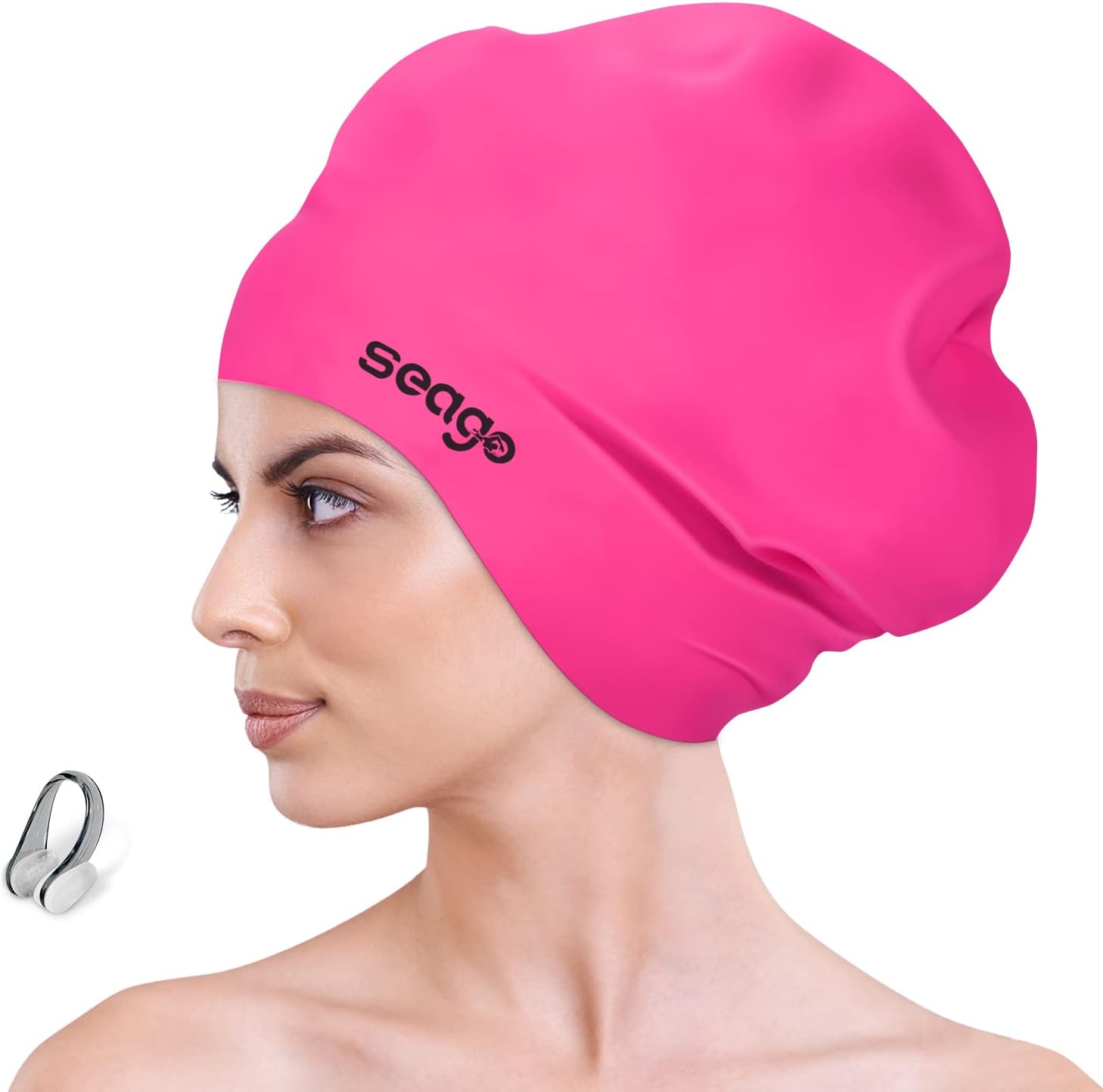 Seago Extra Large Swim Cap for Braids and Dreadlocks Silicone Adult Swimming Caps for Women Men