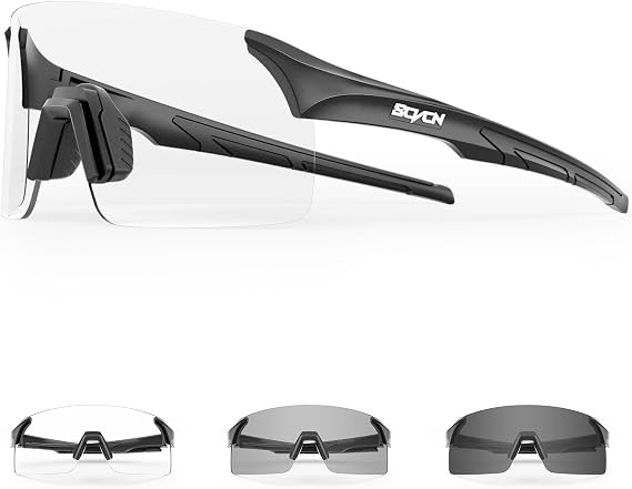 SCVCN Photochromic Cycling Glasses Frameless Sports sunglasses for Men Women - Ideal For Baseball, Bike, Golf, Running