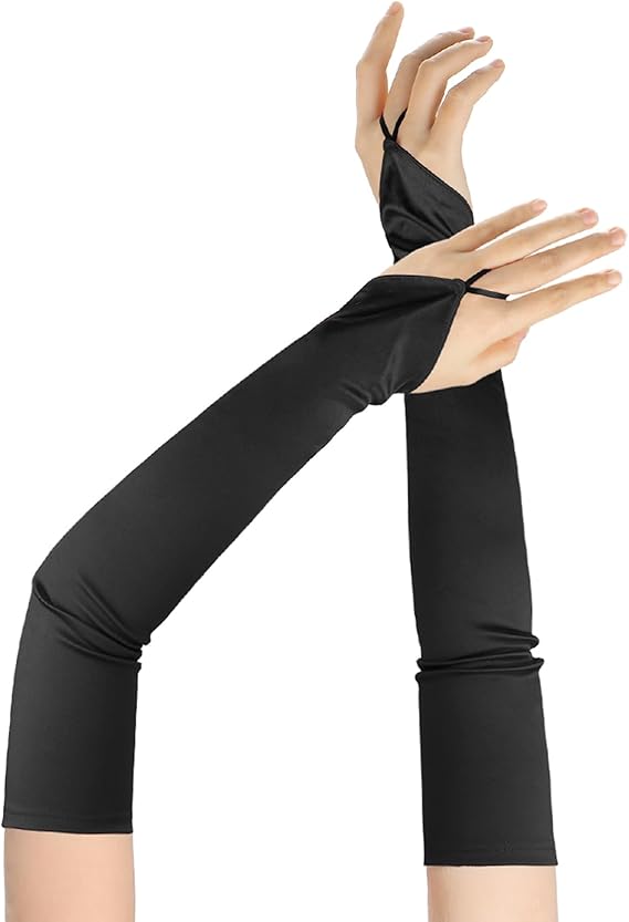 Fingerless Gloves Women Opera 1920s Long Gloves Satin Wedding Gloves Costume Tea Party Gloves Elbow Length Gloves