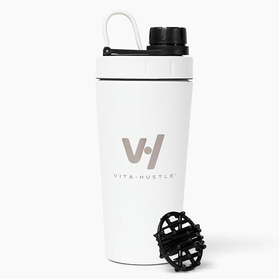 VitaHustle Stainless Steel Shaker Cup, Leakproof, 20 oz, Champagne