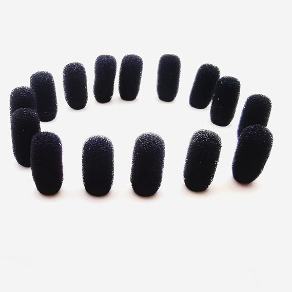 15 Pack Mini Lavalier (tiny!) Foam Cover Windscreen For Countryman E6 and other Headset Lapel Microphones (Black)