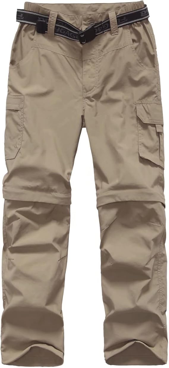JOMLUN Boys Cargo Pants Kids Outdoor Quick Dry Convertible Zip Off Hiking Climbing Casual Trousers Youth Scout Pants