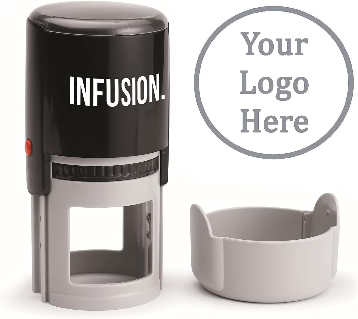 Infusion Custom Logo Round Self-Inking Rubber Stamp 2 Diameter, Gray