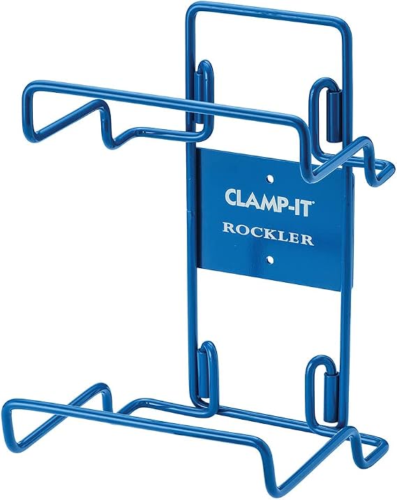 Rockler Clamp-It Storage Wall Rack - Wall-Mounted Clamp Rack for Assembly Squares - Heavy-Duty Steel Organizer for Workshop, Garage, or Tool Wall - Durable Powder-Coated Holder for Easy Access