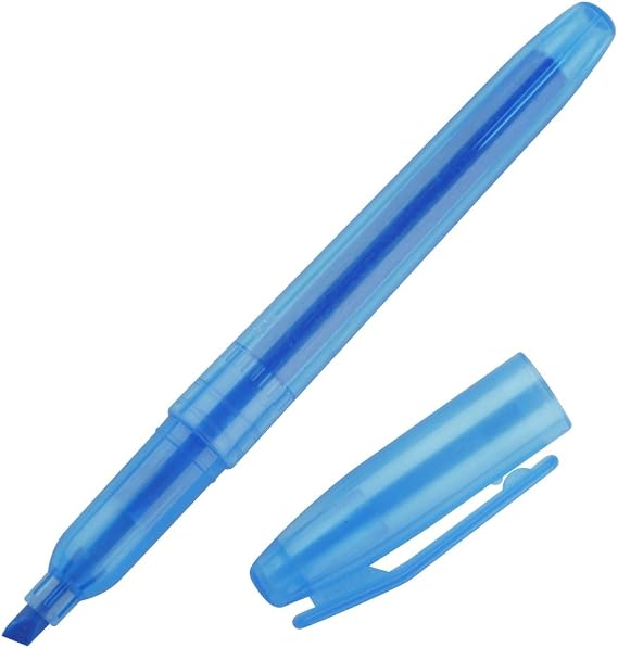eBuyGB Slim Fluorescent Highlighter Pen - Fine Slanted Nib Vibrant Barrel Centre and Cap (Pack of 1 Blue)