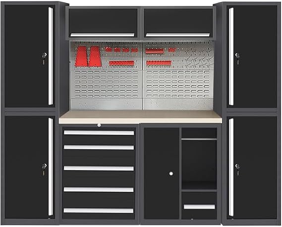 Freestanding Heavy Duty Garage Storage System Workbench Set, for Workshop Utility Room