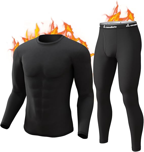 CL convallaria Thermal Underwear For Men Long Johns Fleece Lined Base Layer