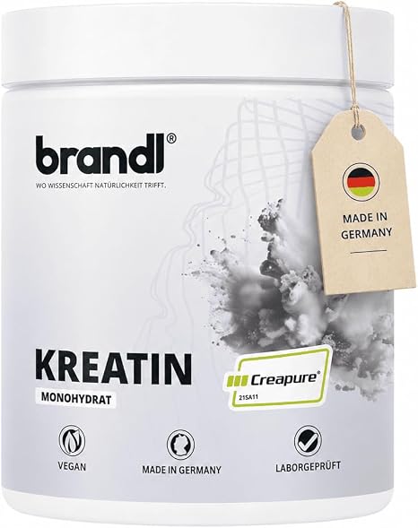 Creapure Creatine Powder Monohydrate 500 g - 100% Made in Germany - Vegan Perfect Solubility & Independently Laboratory Tested - Creatine Powder for Men & Women without Additives brandl