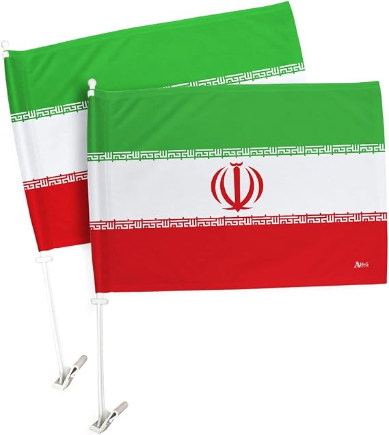 World Cup 2022 Iran Car Flag 2 PCS 32 Country Bandera Para Carro Auto Decorations Small Banner For Window Decor Clip Pole Accessories FIFA Sports Fans Outdoor Football Soccer Iranian Gifts Made In USA