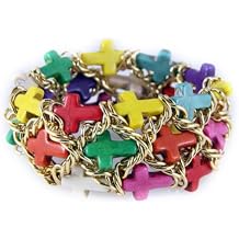 4030939 Stunning Multi Color Cross & Wire Weave Stretch Bracelet Christian Christian