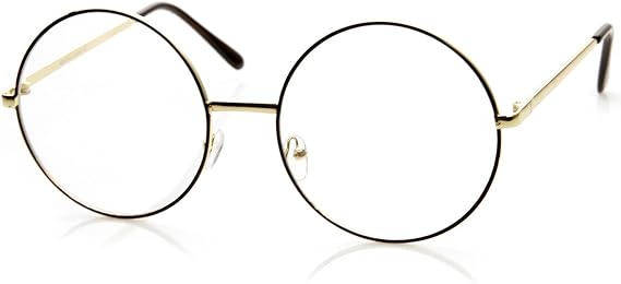 zeroUV Large Oversized Metal Frame Clear Lens Round Circle Eye Glasses
