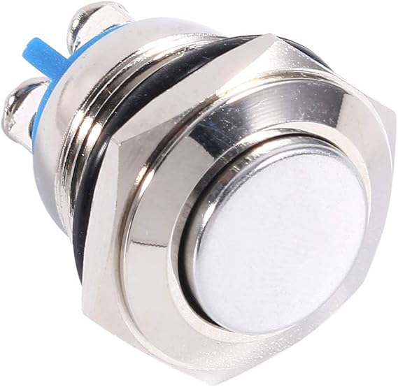 Push Button Switch, 12V 16mm Waterproof Car Vehicle Metal Momentary Push Button ON/OFF Horn Switch