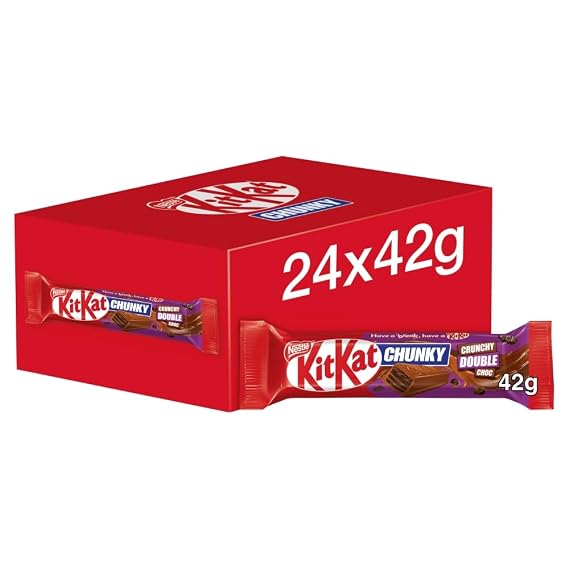 Kit Kat Chunky Crunchy Double Chocolate Bars - Pack of 24 x 42g Bars - Rich Milk Chocolate with Crispy Wafer, 35.6 Ounces Total
