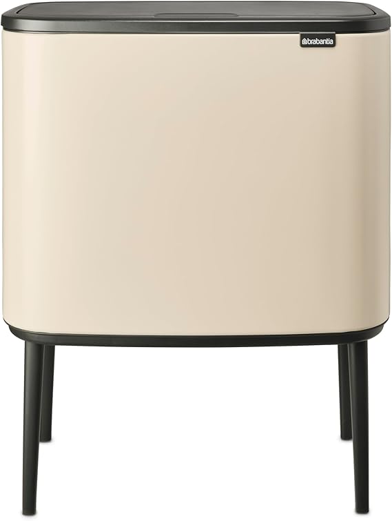 Brabantia Bo Touch Bin - 11 + 23L Inner Buckets (Soft Beige) Waste/Recycling Kitchen Bin - Soft-touch