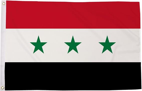 Iraq Historical Flag 5ft x 3ft 1963-1991 Three Stars Red White Black Horizontal Stripes Premium Quality Polyester Double Stitched Brass Grommets 150cm x 90cm Indoor Outdoor Vintage Banner
