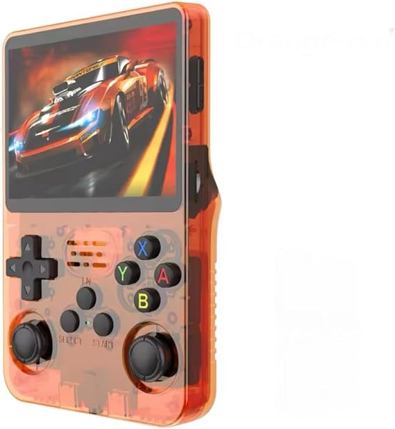 R36S Retro Game Console Built-in 15,000+ Game Handheld Video Game Console,3.5Inch IPS Screen Video Player 64g TF Card, With Open Source Linux System (Orange-red)