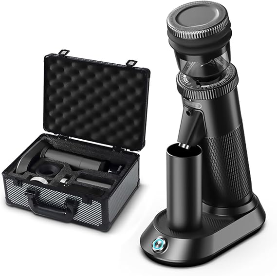 Tools Automatic Burr Coffee Grinder with Suitcase Commercial Bean Milling 36 Gears Fine Coarse Adjustable Espresso Coffee Mill Maker black