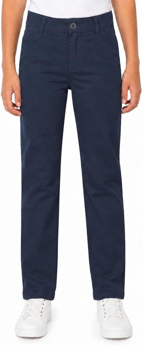Bienzoe Girls Adjustable Waist Pants: School Uniform Flat Front