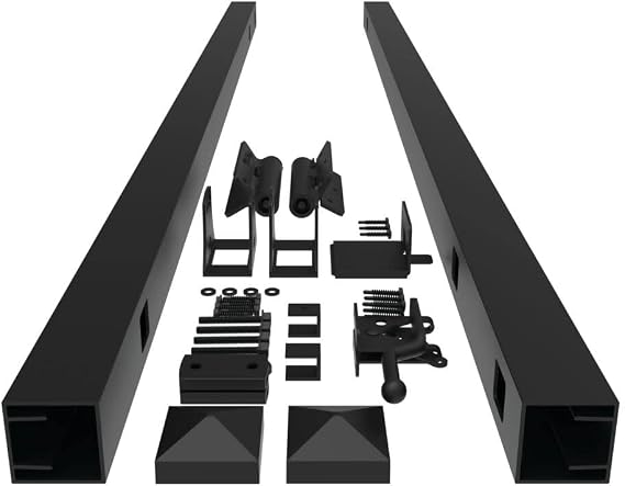 54-in 3 Rail Aluminum Fence Adjustable Gate Kit Black