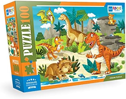 Blue Focus Dinosaur (Dinozor) - Puzzle 100 Parça