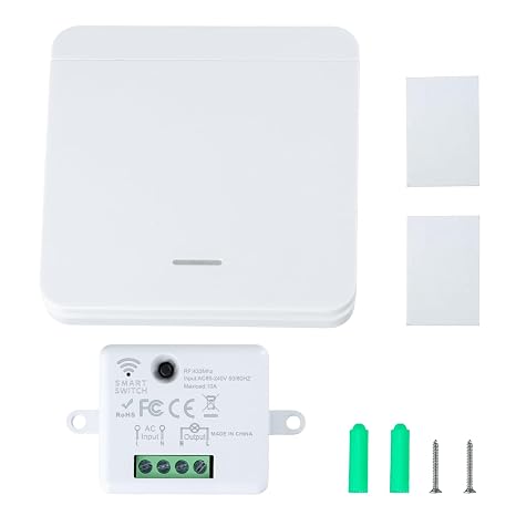Wireless Light Switch Kit Remote Control Light Switch for Lamp, Wireless Light Remote Control Light Switch No Wiring Switch Kit No Wiring Required Includes 1 Remotes and 1 Receiver