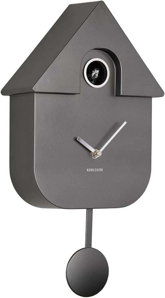 Karlsson Modern Cuckoo Wall Clock 'Metallic Dark Grey' - KA5867DG