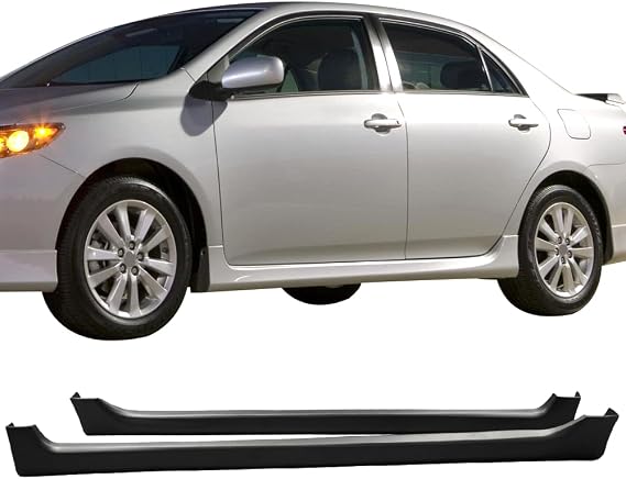 Fit 2009-2013 Toyota Corolla Black Polypropylene PP Side Skirts Extension