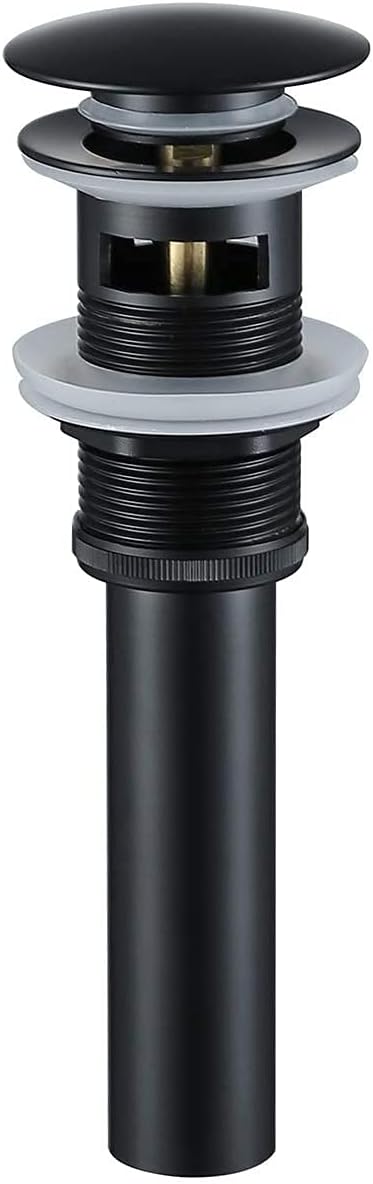 Black Bathroom Sink Drain Stopper Solid Brass Pop up Drain with Overflow for Basin Sink Lavatory Vanity Sink