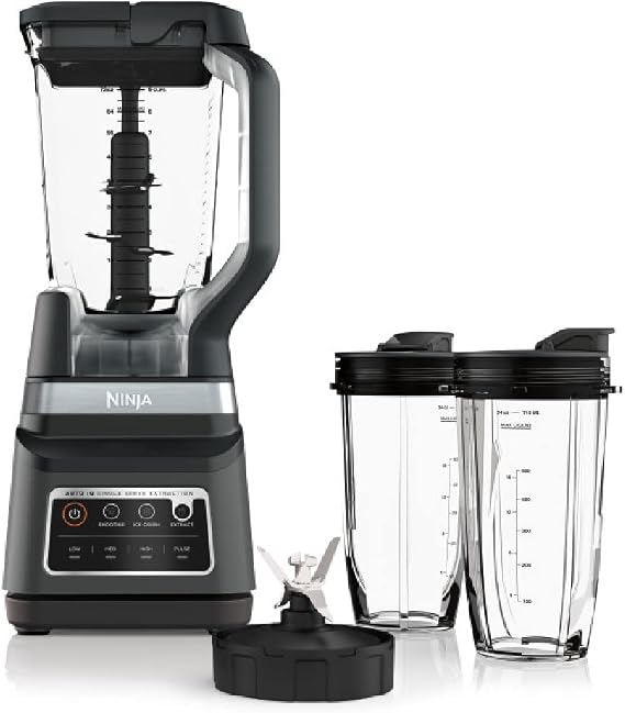 Ninja DB751A Pro Plus DUO Blender, 1400W, Auto-IQ, 3 Modes: Smoothies, Frozen Drinks, 72oz Pitcher, 2x24oz Cups, Pro Blades, Black/Stainless