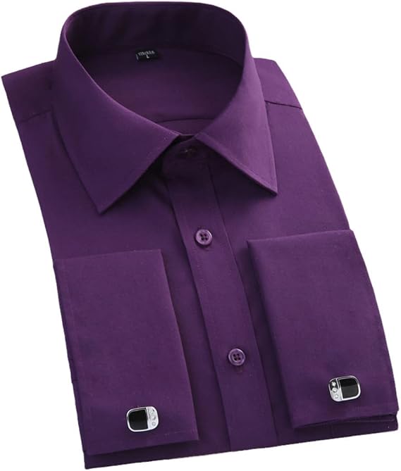 Men's French Cuff Dress Shirt White Long Sleeve Formal Business Buttons Male Shirts Regular Fit Cufflinks Shirt