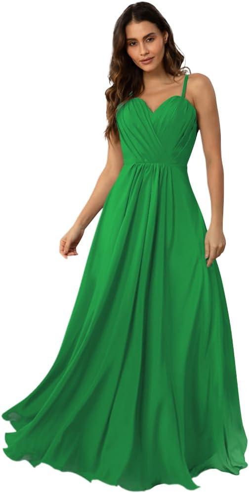 Ruched Chiffon Bridesmaid Dresses for Women Long lace Sweetheart Prom Dress A-line Formal Evening Party Gowns