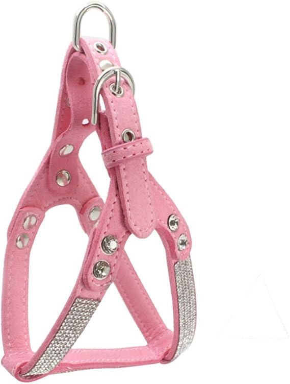 Fashion Dog Harness with Diamante Bling Cute Dog Harness Puppies Harness for Dogs - Pink - M