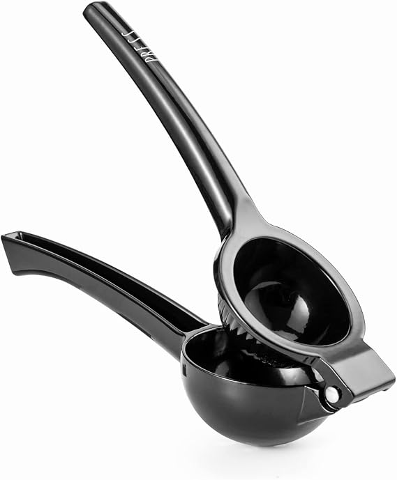 Rae Dunn Manual Citrus Press Juicer Metal Lemon Juicer and Citrus Squeezer Handheld Juicer for Lemons, Limes, Tangerines and More (Black)