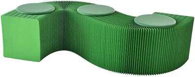 Foldable Paper Stool Chair Accordion Telescopic Paper Sofa Relaxing Footrest for Office Reception Area Living Room & Shopping Mall - Stylish & Space-Saving Desi,Green 3