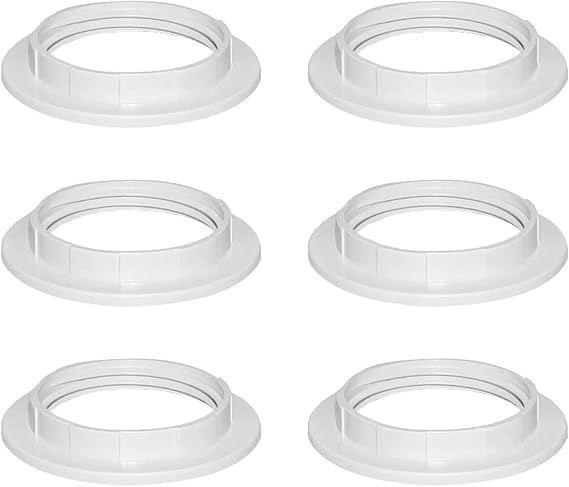 E27 Lamp Shade Reducer Washer, Plastic Lampshade Reducer Ring E27 Screw Collar Ring 40mm, White Screw Bulbs Lamp Holder Shade Fitting Adapter