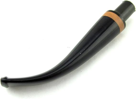 OLD FOX DIY Black Bent Tapered Pipe Mouthpiece Stem Replacement for Pipe with Decorative Ring BE0025
