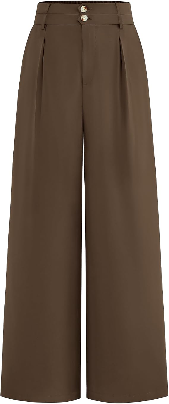 BTFBM Wide Leg Dress Pants Women Business Casual Outfits | High Waisted Palazzo Pants, Front Pleated, Button Zip Up Closure, Office Work Trousers With Pocket, Summer Fall Outfits 2026