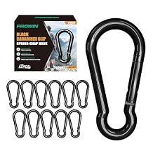 Prowin Multi-Size Carabiner Clips, Heavy Duty Spring Snap Hooks with Electro-Coating, High-Carbon Steel Quick Links for Hiking & Outdoor Gear (1.57'/2.36''/3.15''/3.9''/309-1191LBS)