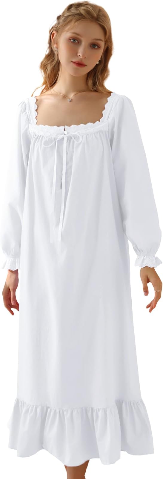 Nanxson Women's Victorian Cotton Nightgown Short/Long Sleeve Nightdress