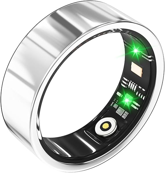 Smart Ring, Health Smart Ring for Women Men w/Sleep Heart Rate Blood Pressure Oxygen Monitor Waterproof Fitness Tracker IP68 Pedometer Calories Step Counter Bluetooth Ring for Cellphone, Silver #11