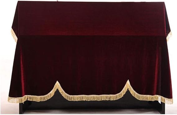 Tzong Full Piano Cover Cloth Art More pleuche Decorated for Universal Upright Vertical Piano Upright piano universal 118-131 (Red)