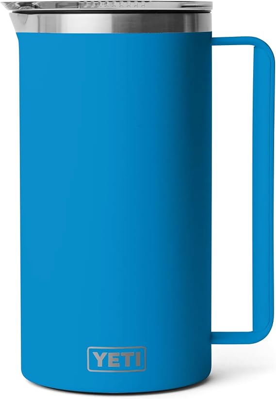 YETI Rambler Pitcher, Vacuum Insulated, Stainless Steel with MagSlider Lid, Big Wave Blue, 64 oz (1892 ml)