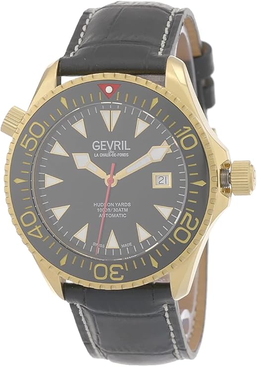 Gevril Hudson Yard Men's Swiss Automatic Watch, Genuine Italian Leather Strap